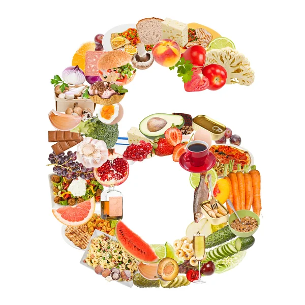 Number 6 made of food — Stock Photo, Image