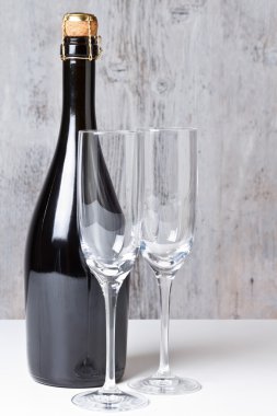 Champagne glasses with bottle clipart