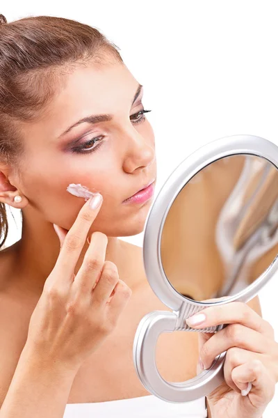 Woman with cream — Stock Photo, Image