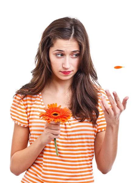 Teen girl with flower — Stock Photo, Image