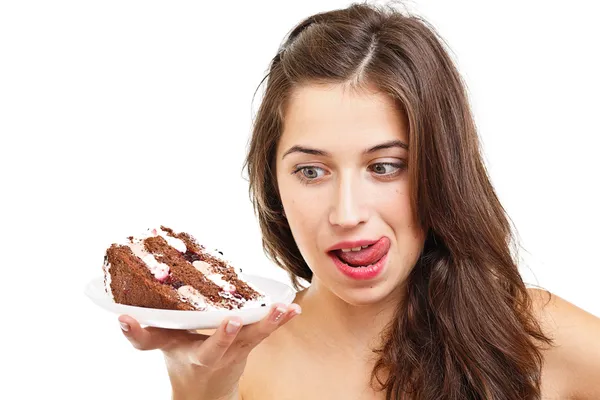 Young woman whit cake Royalty Free Stock Photos