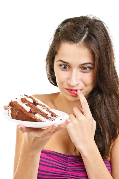 Женщина с тортом — стоковое фото