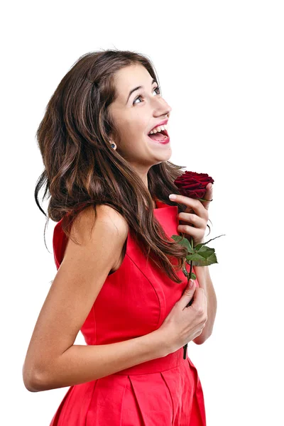 Vrouw met roos — Stockfoto