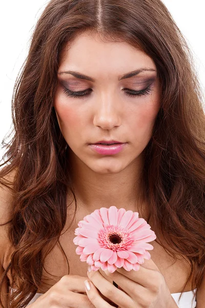 Femme avec une fleur — Photo