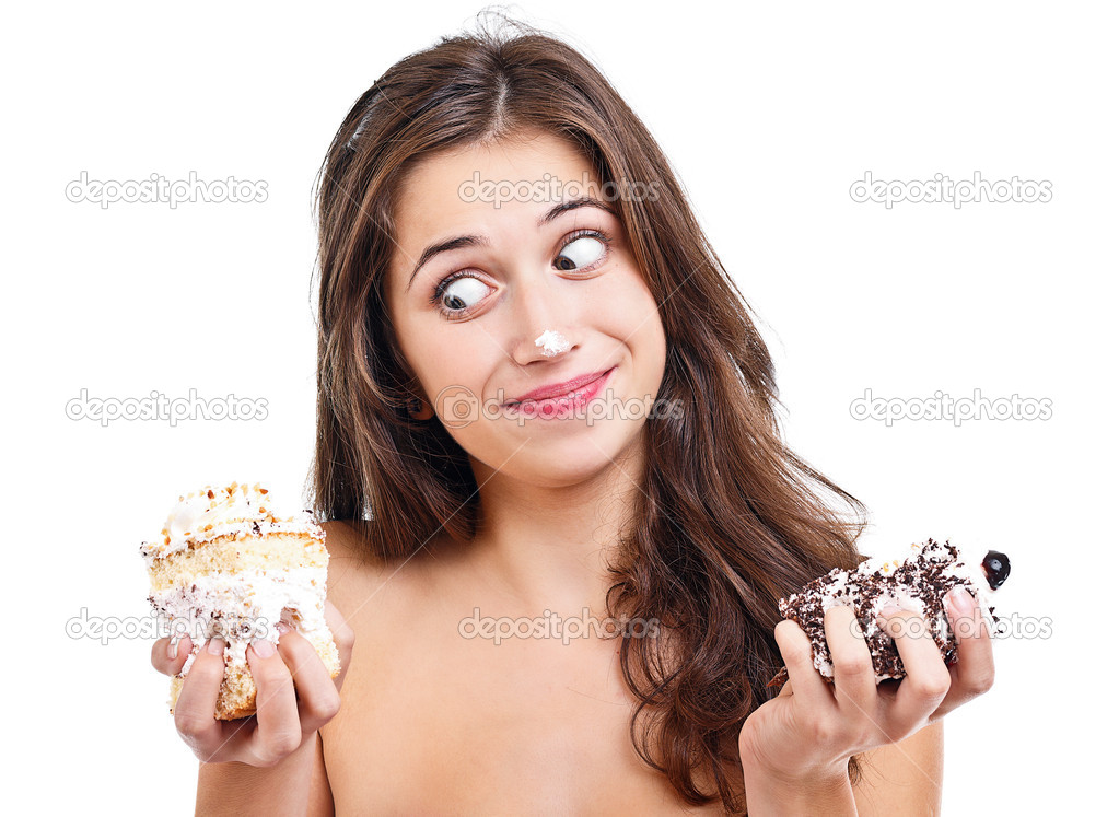 Girl with two cakes