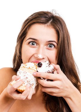 Woman eating cake clipart