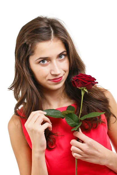 Donna con rosa — Foto Stock