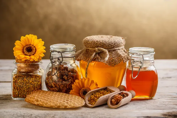 Miel y polen — Foto de Stock