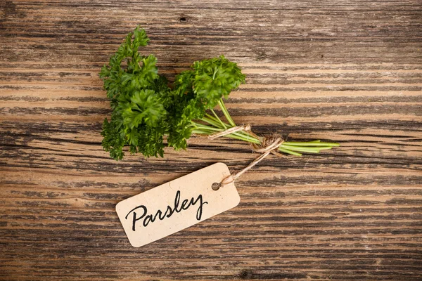 Parsley with label — Stock Photo, Image