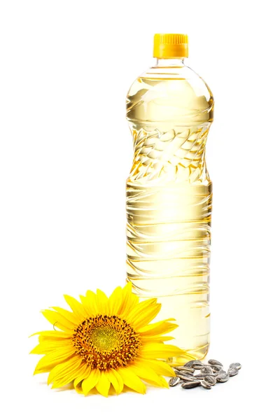 Fles van zonnebloemolie — Stockfoto