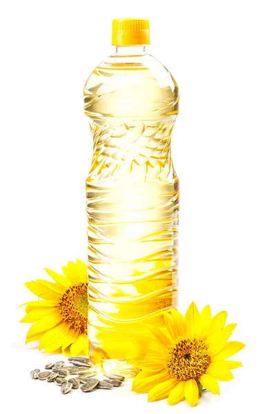 Fles van zonnebloemolie — Stockfoto