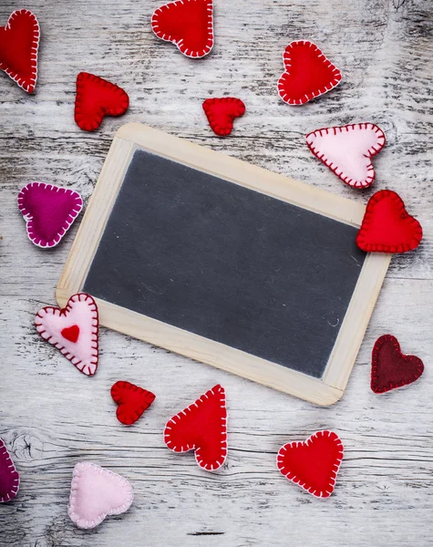 Handmade felt hearts — Stock Photo, Image