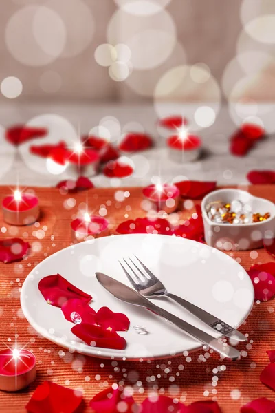 Configuração de mesa para dia dos namorados — Fotografia de Stock