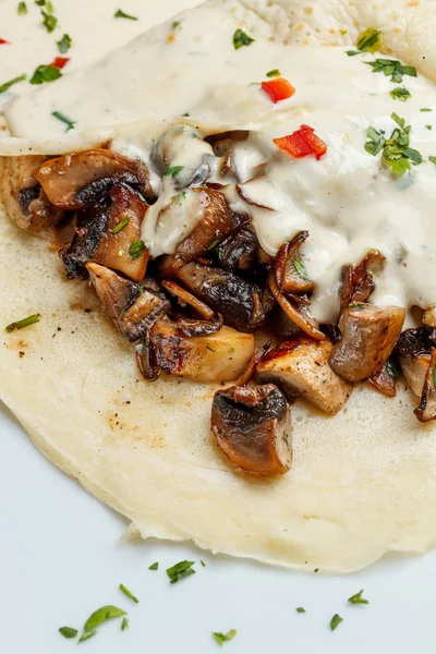 Pancakes with mushrooms — Stock Photo, Image