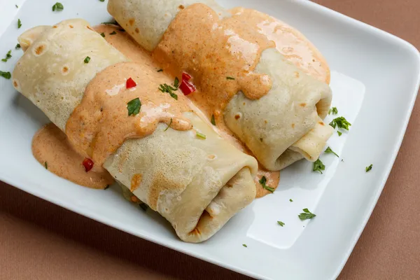 Pancakes with meat — Stock Photo, Image