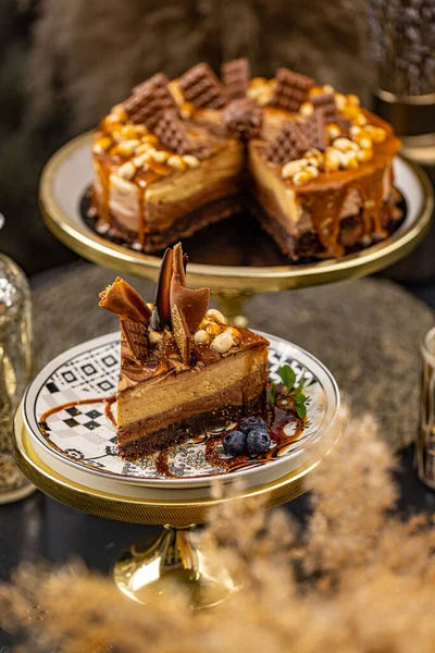 초콜릿 케이크 케이크 애호가들의 — 스톡 사진