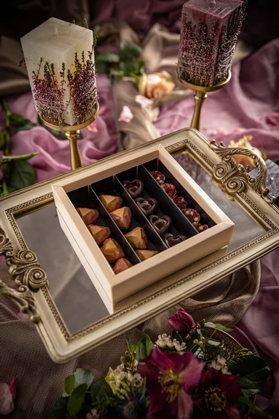 Luxury Chocolate Candy Exclusive Molded Bonbons Still Life — Stock Photo, Image