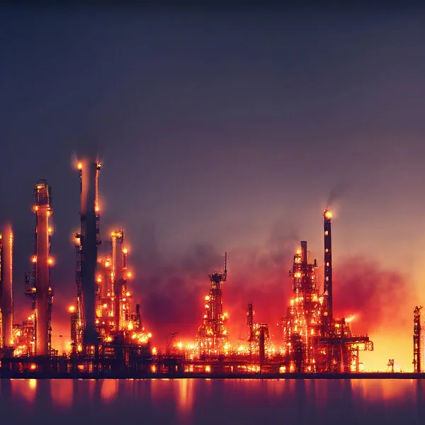 Oil refinery factory. AI generated art illustration
