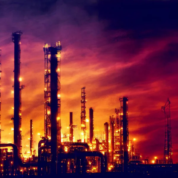Tank oil refinery plant and tower column of Petrochemistry industry. AI generated art illustration