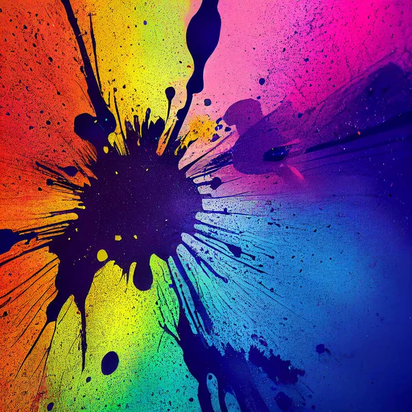 Colorful paint splashing. AI generated computer graphics. 3D rendering.