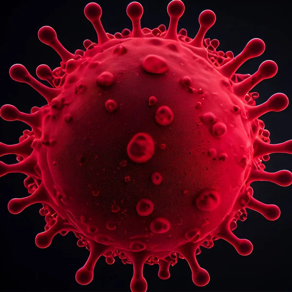 Microscopic view of floating influenza virus cell. AI generated computer graphics. 3D rendering.