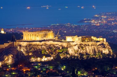 The Acropolis at night clipart