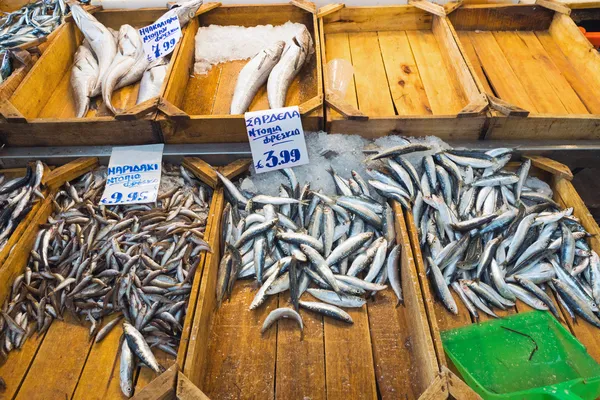 Peixes frescos no mercado do peixe — Fotografia de Stock
