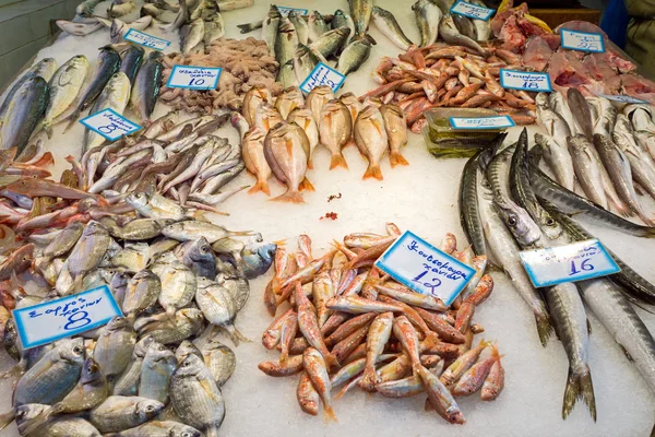 Peixes frescos num mercado — Fotografia de Stock