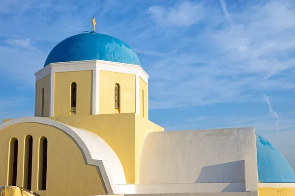 Yellow church with blue cupola — Stock Photo, Image