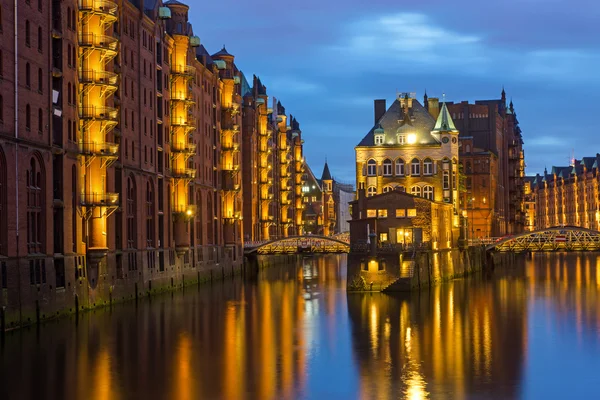 O velho Speicherstadt em Hamburgo — Fotografia de Stock