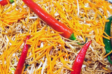 Tay gıda ile kırmızı peperoni