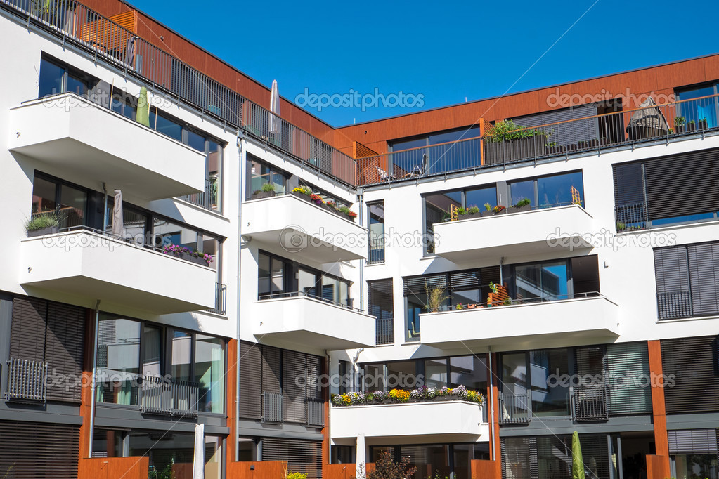 Apartment house with big balconies