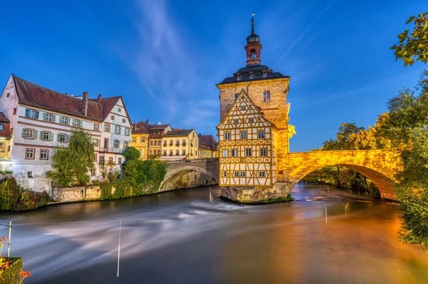 Régi Városháza Bamberg Németországban Éjjel — Stock Fotó