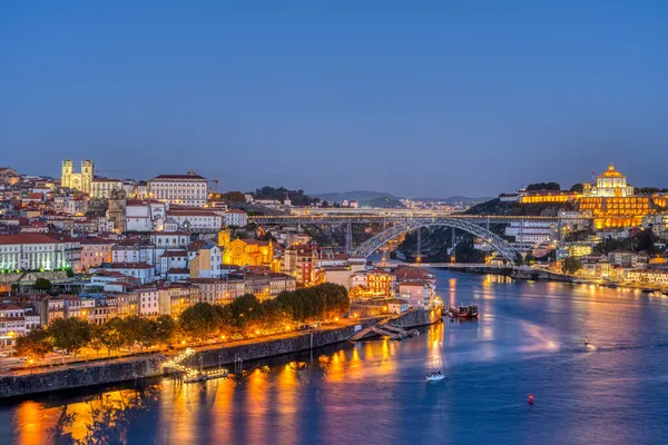 Porto Avec Rivière Douro Avant Lever Soleil — Photo