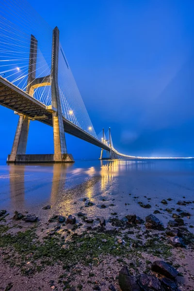 Imposing Cable Stayed Vasco Gama Bridge River Tagus Lisbon Portugal — Stock Photo, Image