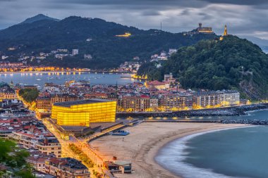 San Sebastian in northern Spain with the iconic Kursaal at dusk clipart