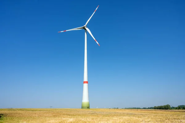 Modern Wind Turbine Grain Field Seen Germany — 图库照片