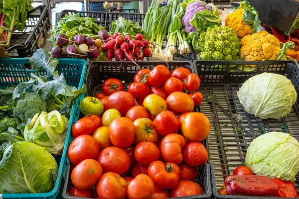 Tomatoes Other Vegetables Sale Market — Stock Photo, Image