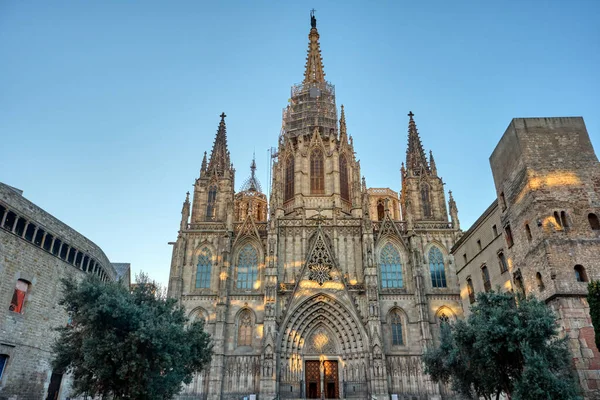 Cathedral Holy Cross Saint Eulalia Barcelona Spain Early Morning — Stock Photo, Image