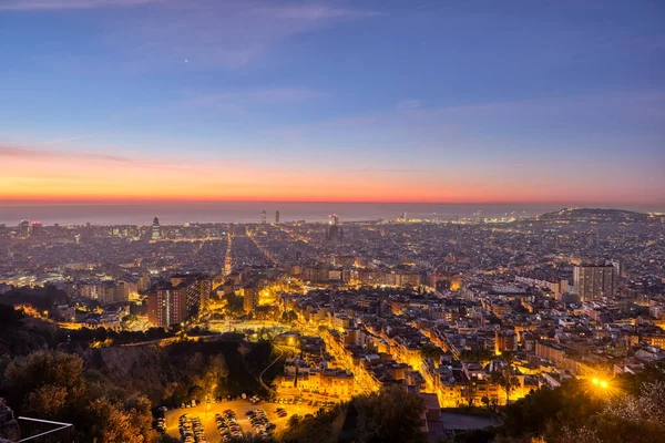 Piękny Widok Wschód Słońca Barcelony Morza Śródziemnego — Zdjęcie stockowe
