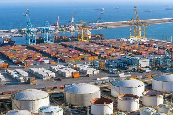 Barcelona Spanje Februari 2022 Commerciële Haven Van Barcelona Met Containers — Stockfoto