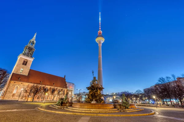 Slavný Alexanderplatz Berlíně Bez Lidí Úsvitu — Stock fotografie