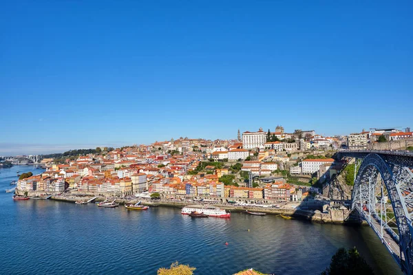 Old Town Porto River Douro Famous Iron Bridge Sunny Day — Stockfoto