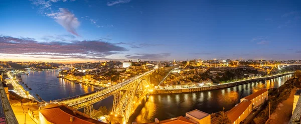 Panorama Porto Avec Rivière Douro Crépuscule — Photo