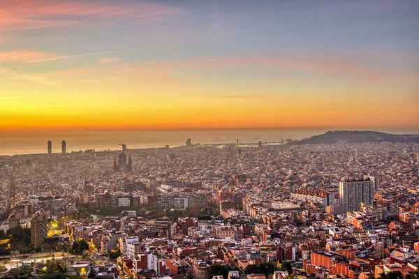 Vue Barcelone Espagne Juste Avant Lever Soleil — Photo