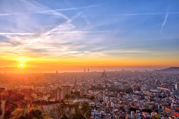 Blick Über Barcelona Spanien Bei Sonnenaufgang — Stockfoto