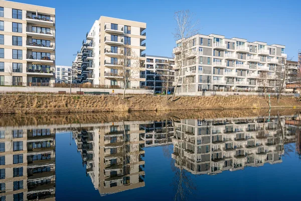 Modern Apartment Buildings Waterfront Seen Berlin Germany — стоковое фото