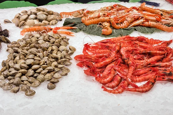 Amêijoas Camarões Para Venda Mercado — Fotografia de Stock