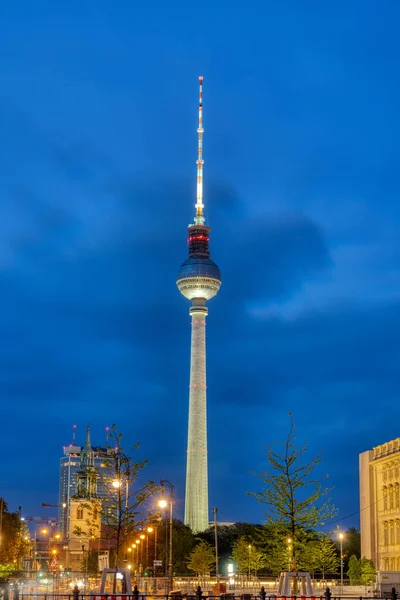 Famous Tower Berlin Seen Museum Island Night — 图库照片