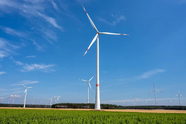 Wind Energy Plants Front Blue Sky Germany — 图库照片